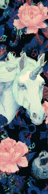 Free dragon bookmark featuring a unicorn on a blue background